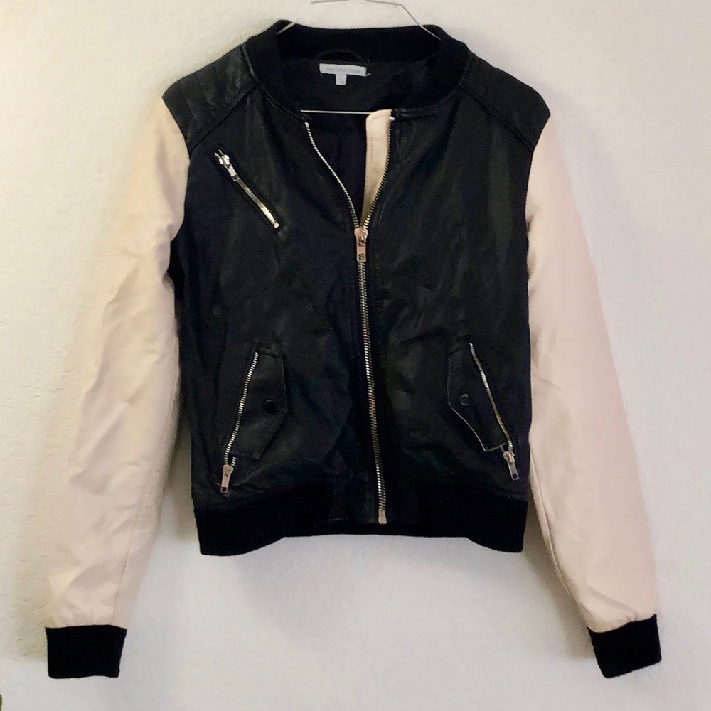 Black and Tan faux leather jacket